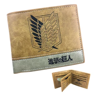 Anime Attack On Titan Wallet Cartoon Wings Shingeki Short Canvas Wallet Travel ID Credit Card Packet Wallet Purse Bags Pouch
