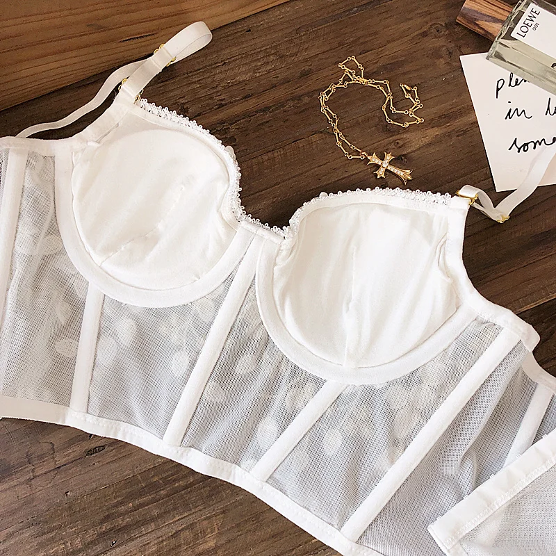 

French white floral embroidery romantic thin cup with pad women sexy push up underwear bra sets adjustable lengthen lingerie