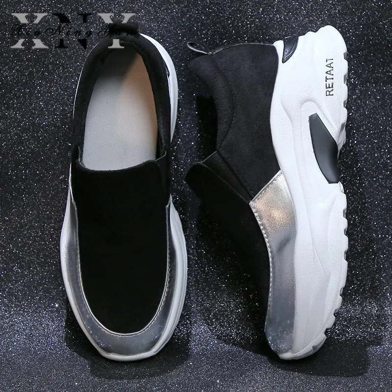 

Women Sneakers Fashion Ftat Shoes Daddy Shoes Patchwork Casual Flats Female Comfort White Black Vulcanized Platform Shoes 2021