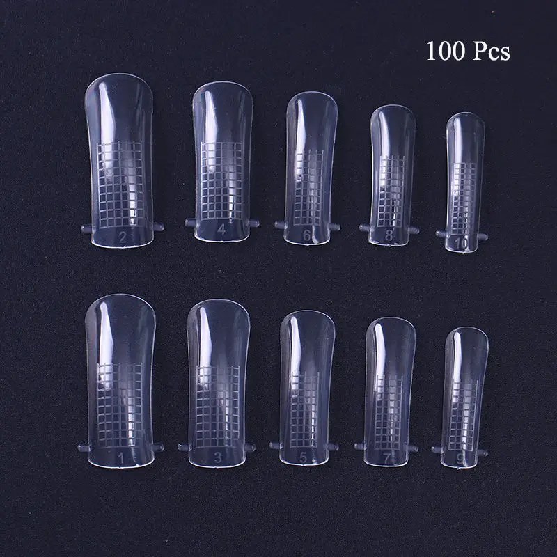 100pcs Nail Tips LILYCUTE натуральные накладные наконечники для ногтей многоразовая быстрая разборная форма наконечники для ногтей из стекловолокна дизайн ногтей УФ СТРОИТЕЛЬ поли УФ-гель для маникюра инструмент - Цвет: 100pcs Nail Tips