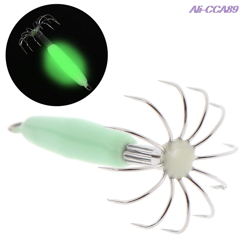 

Fish Hook Luminous Vivid Lifelike Simulation Squid Hook Fishing Tackle Lures Squid Jig Lures With Hook Length 9.5cm