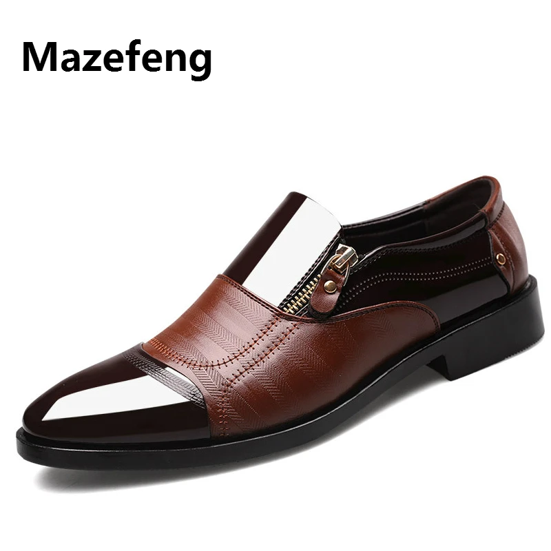 Mazefeng/ г.; модные туфли из лакированной кожи; Мужская Роскошная Брендовая обувь в деловом стиле; Мужская Свадебная обувь; мужские кожаные модельные туфли без застежки