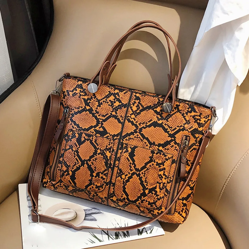 Сумка на плечо Aelicy Женская со змеиным принтом саквояж кросс-боди кожаный