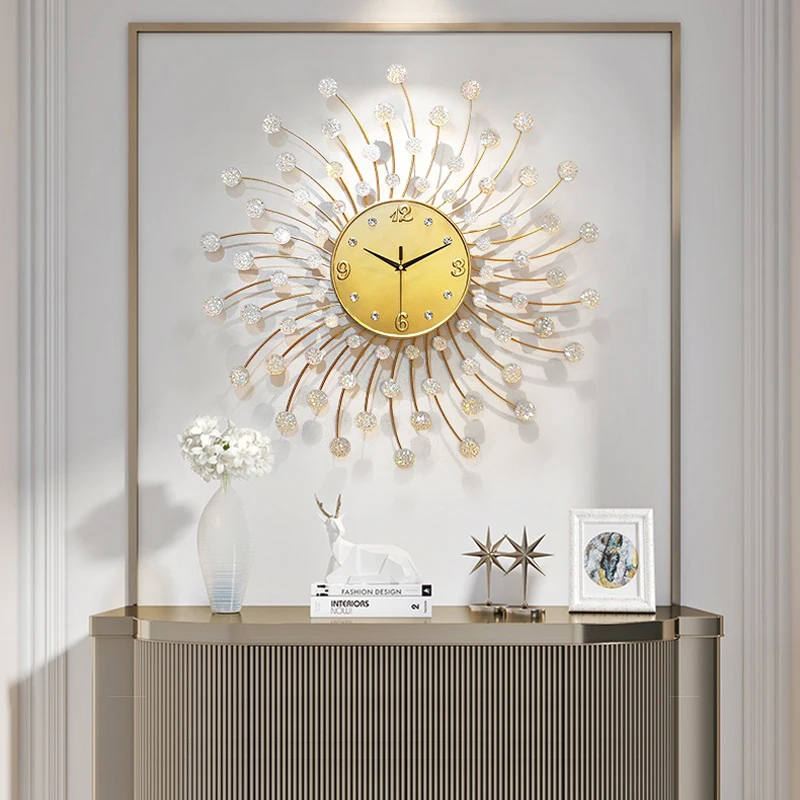 Роскошные большие настенные часы металлические в европейском стиле для гостиной