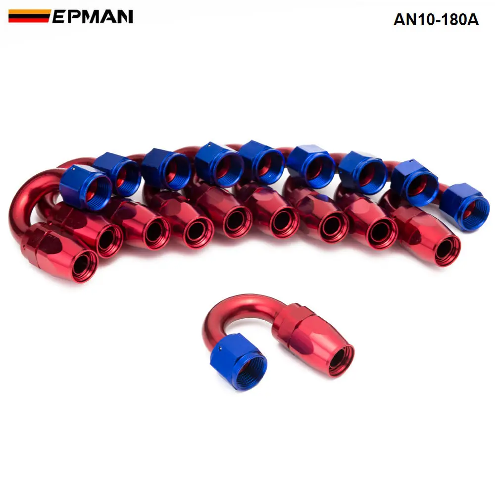 10 шт./компл. 180 градусов высокопроизводительный Алюминиевый штуцер для шланга AN10 |