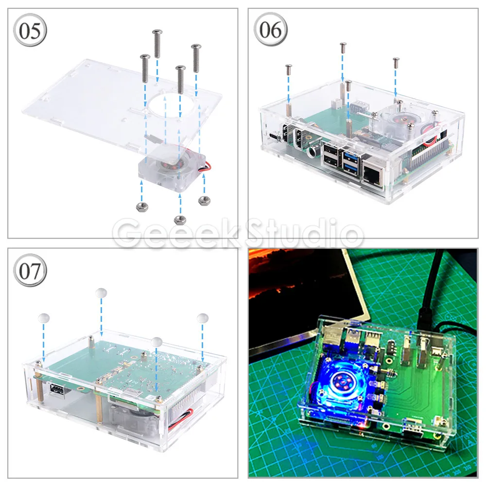 Новая акриловая ТВ приставка Raspberry Pi с 4010 сисветодиодный светодиодным