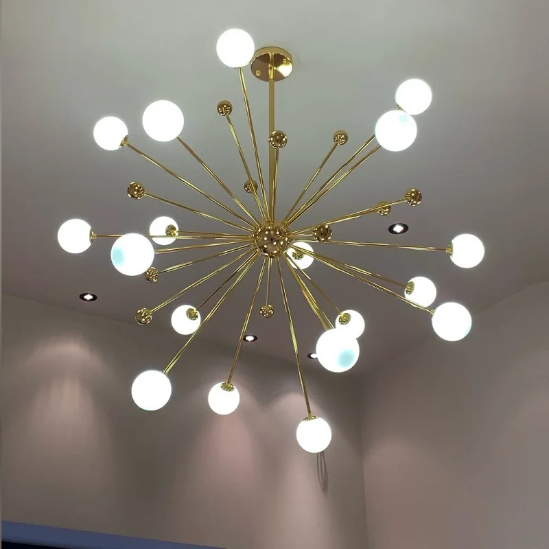 

Modern Loft Art Style Dandelion Chandelier Creative Gold Warm Bedroom Dinner Living Room Bar G4 LED Hanging Light Fixtures
