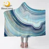BlessLiving Blue Hooded Blanket for Adults Marble Luxury Sherpa Fleece Blanket Stones Wearable Throw Blanket 150x200cm Bedding 1