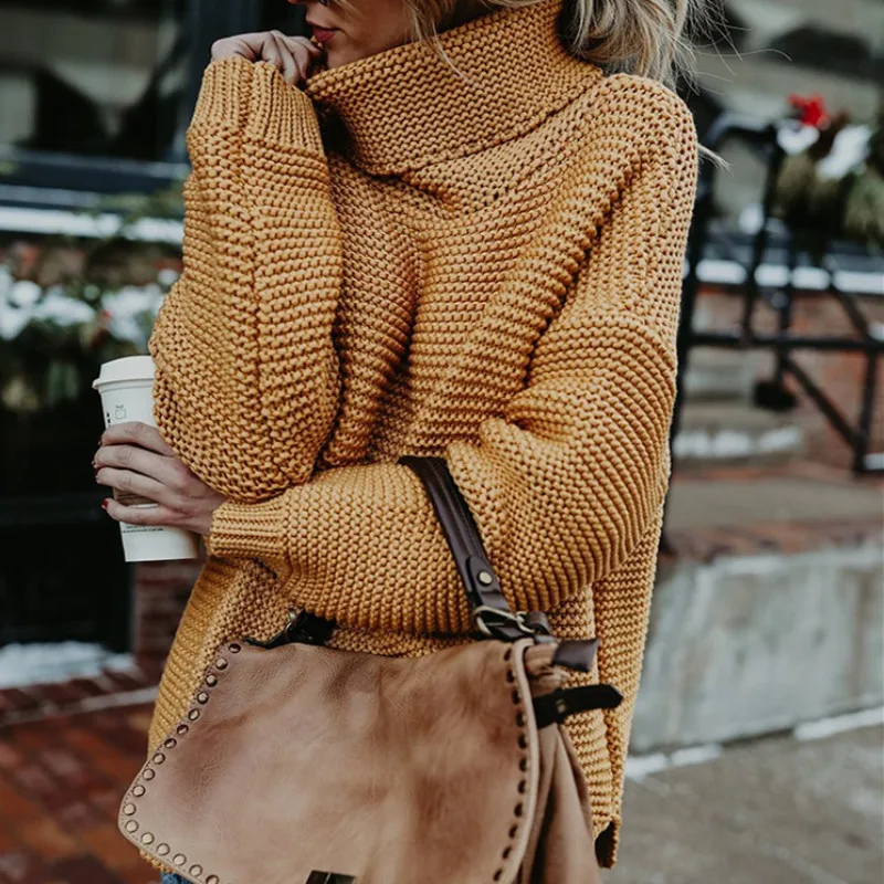 Свитер женский трикотажный с высоким воротом однотонный сетчатый | Женская