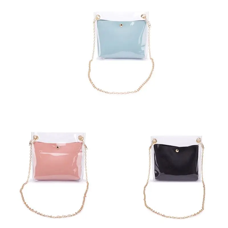 Маленькая женская сумка наплечная Сумочка с ремешком на цепочке прозрачная