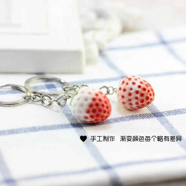Розовый-красный-сердце клубника-брелок для женщин Девушка ювелирные изделия
