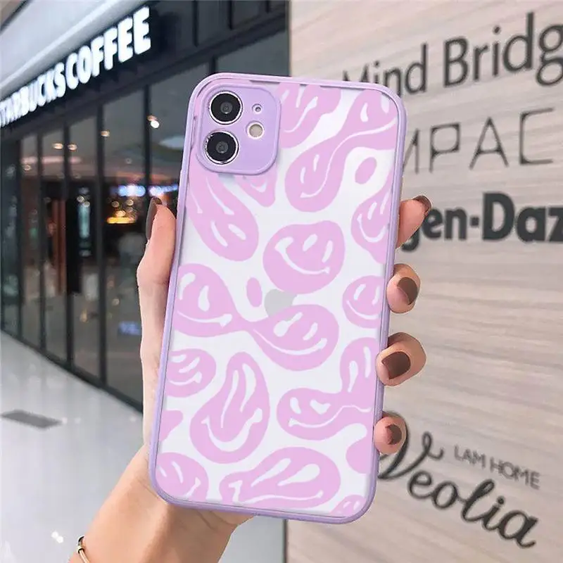 

Funny yellow black smiley Couple Phone Cases matte transparent For iphone 7 8 11 12 plus mini x xs xr pro max cover