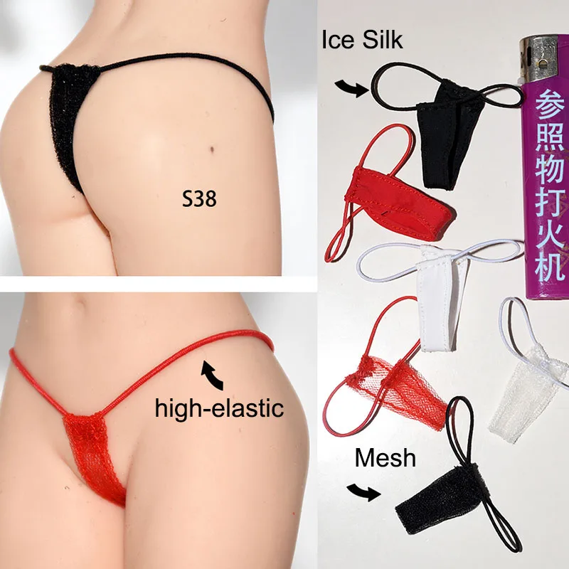 

1/6 Female Soldier Ice Silk Mesh Panties Thong Brief Underwear Clothes Fit 12" Female PH TBL Figure Body Toys