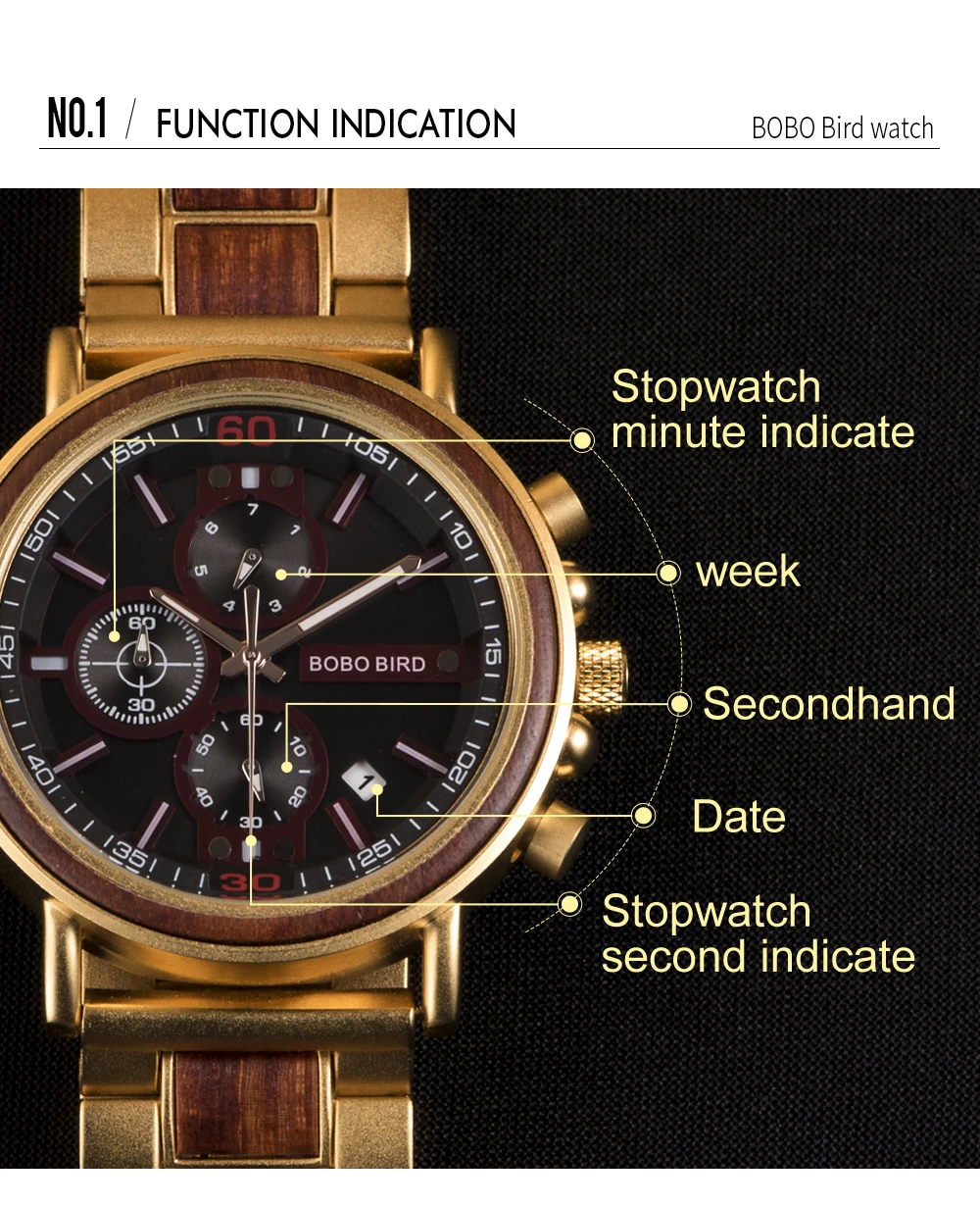 Часы relojes homb BOBOBIRD мужские деревянные персонализированные военные секундомеры с