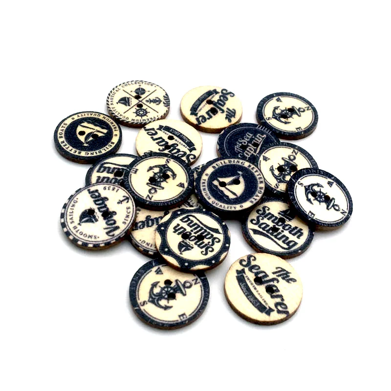 

50 шт., деревянные пуговицы в стиле ретро, 20 мм