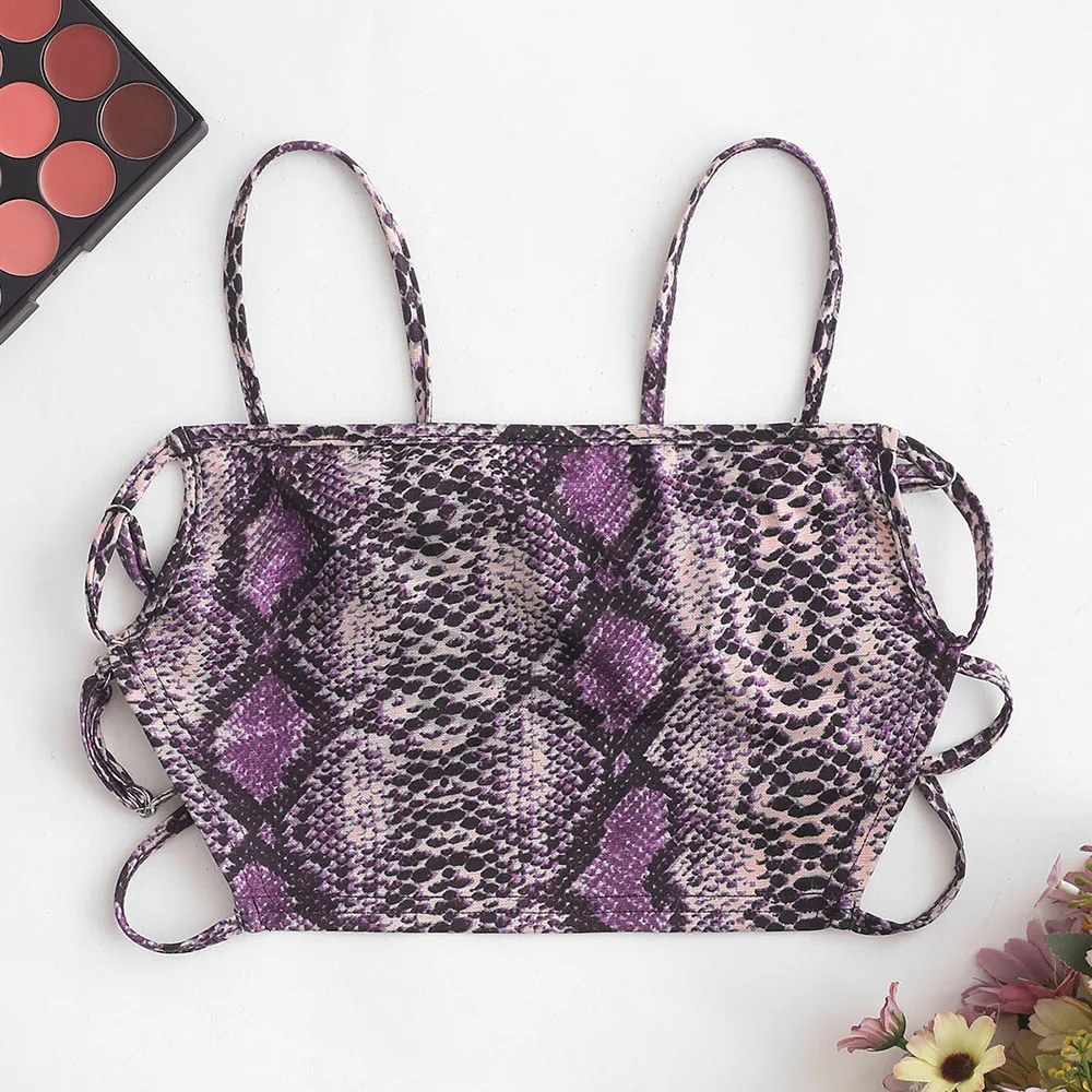 ZAFUL топ на бретельках с открытой спиной и змеиным принтом короткая рубашка для