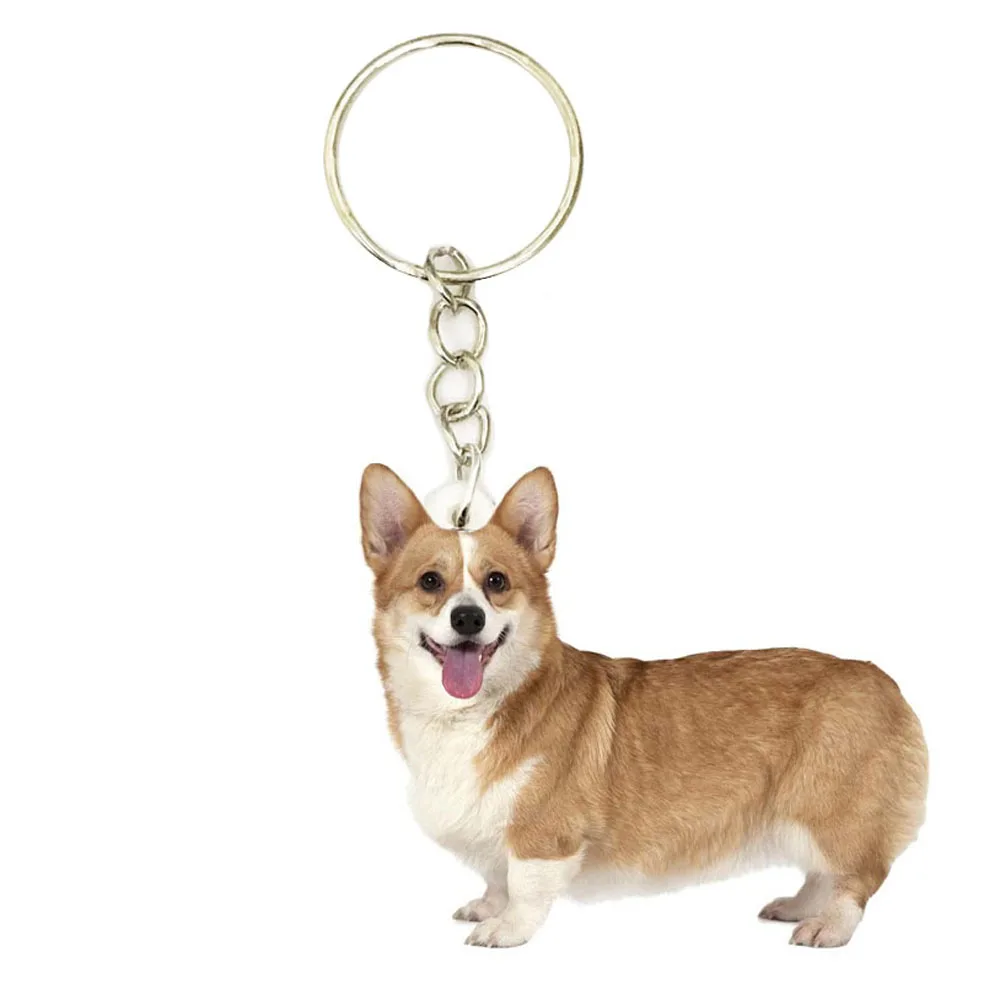 Брелок для ключей Corgi Dog акриловый Модный милый брелок с подвесками мужчин и