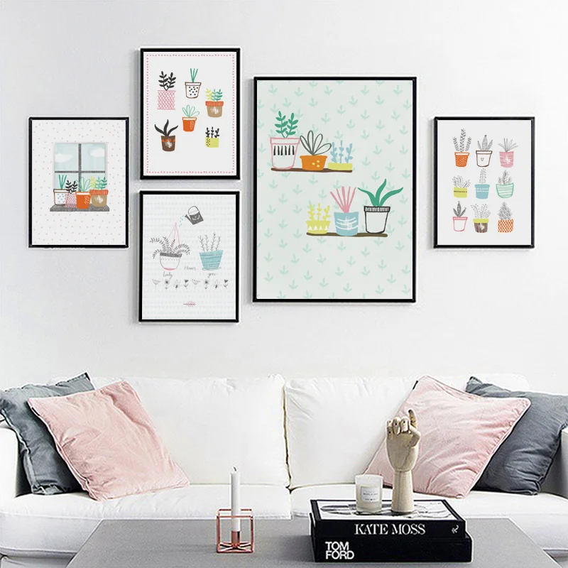 

Wall Art Canvas Painting Plant Nordic Flower Potted Plants Print Poster Picture Children Bedroom Wall Home Decoration