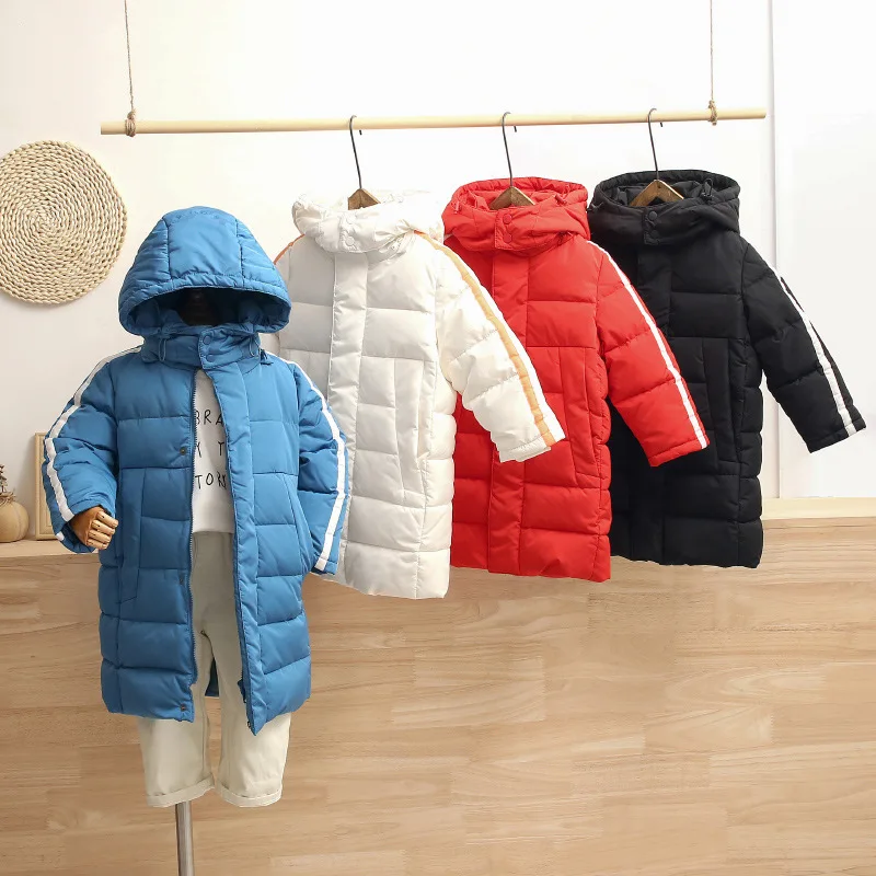 Детское хлопковое пальто теплое зимнее с капюшоном для мальчиков и девочек 3 9 лет