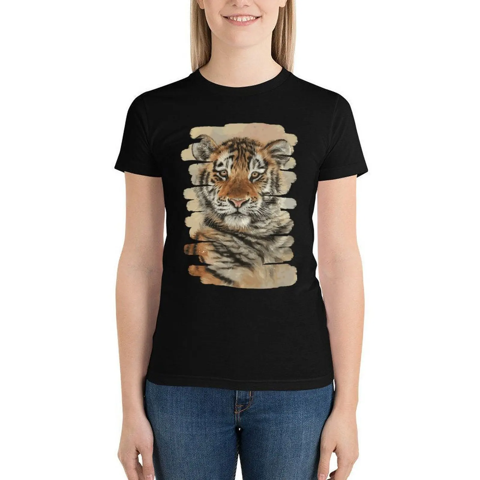 

Tiger T Shirt Print Woman Kawaii T-Shirt Casual Short Sleeve Cotton O Neck Tshirt Large