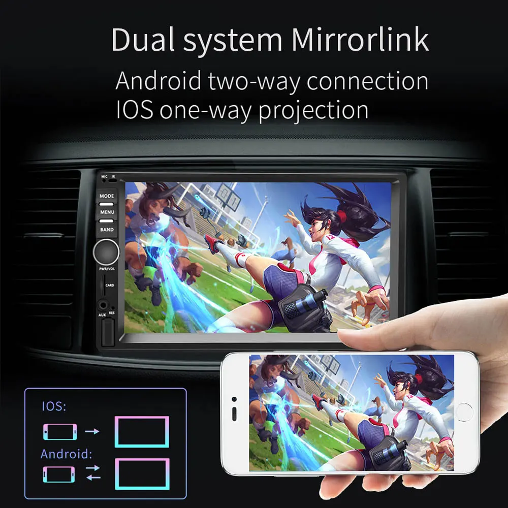 Автомагнитола AMPrime мультимедийный MP5 плеер на Android с 7 &quotэкраном GPS Wi Fi типоразмер 2