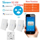 Умный выключатель Sonoff TX T2 EU 1, 2, 3 Gang, WIFI, 433 RF настенный сенсорный таймер, светильник, работает с Alexa