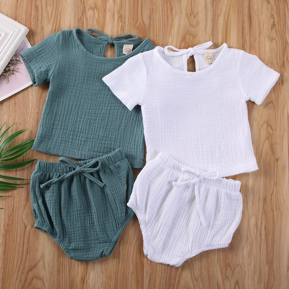 2020 Newest Hot Newborn Infant Kids Baby Boy Girl Clothes Cotton&ampLinen Tops T-Shirts+Shorts Pants 2pcs Summer Outfits Set | Детская