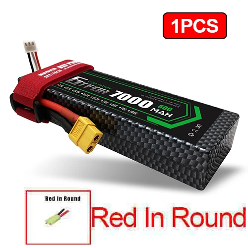2 шт 7,4 V 5200 45c 7000mAh 60C GTFDR LiPo аккумулятор 2S HardCase для 1/8 1/10 RC модель автомобиля TRX Slash Emaxx - Цвет: 1PCS7000mahRED