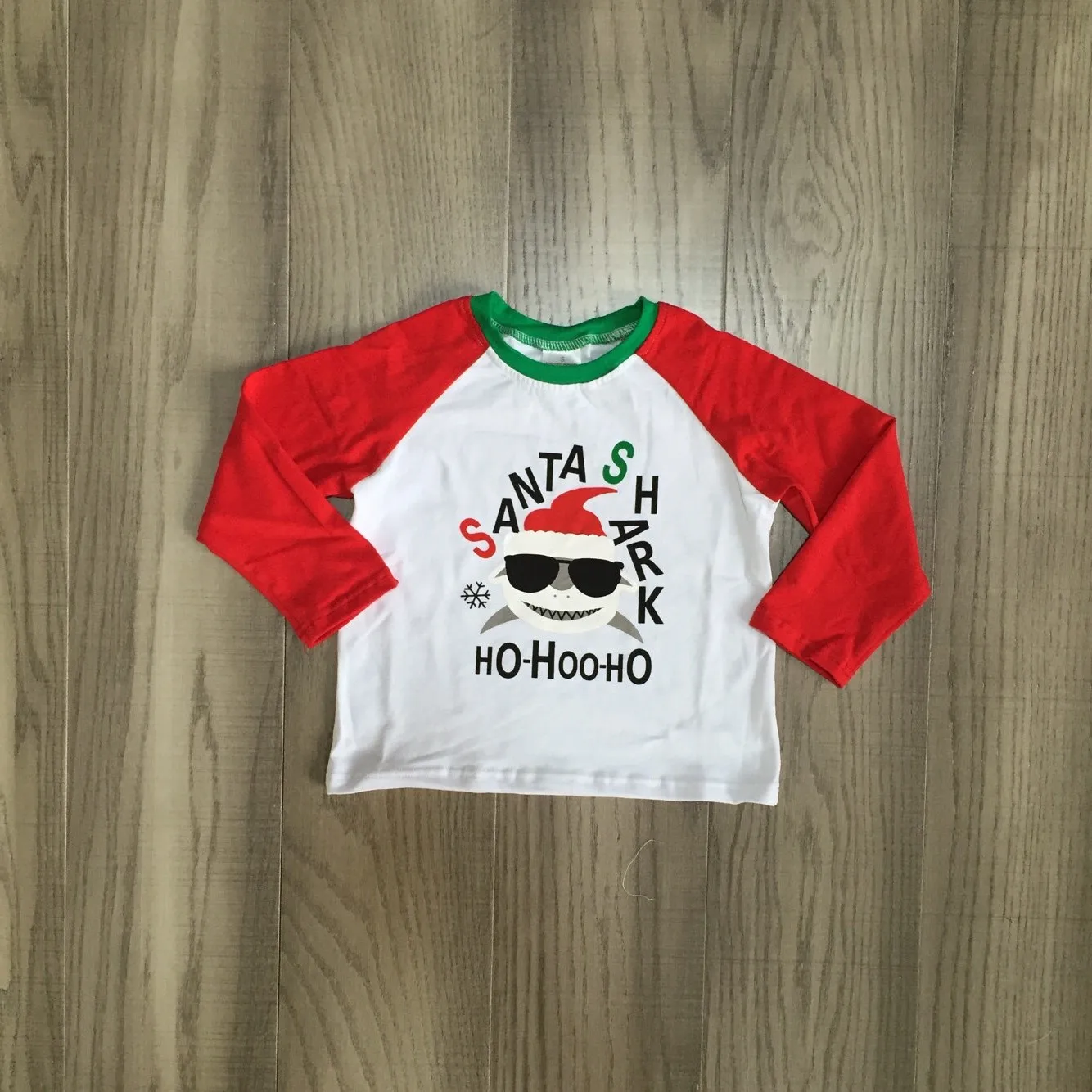 fall/winter Christmas baby boy's shark deer Santa Lebkuchen cotton boutique top T-shirt raglans children clothes long sleeve | Детская