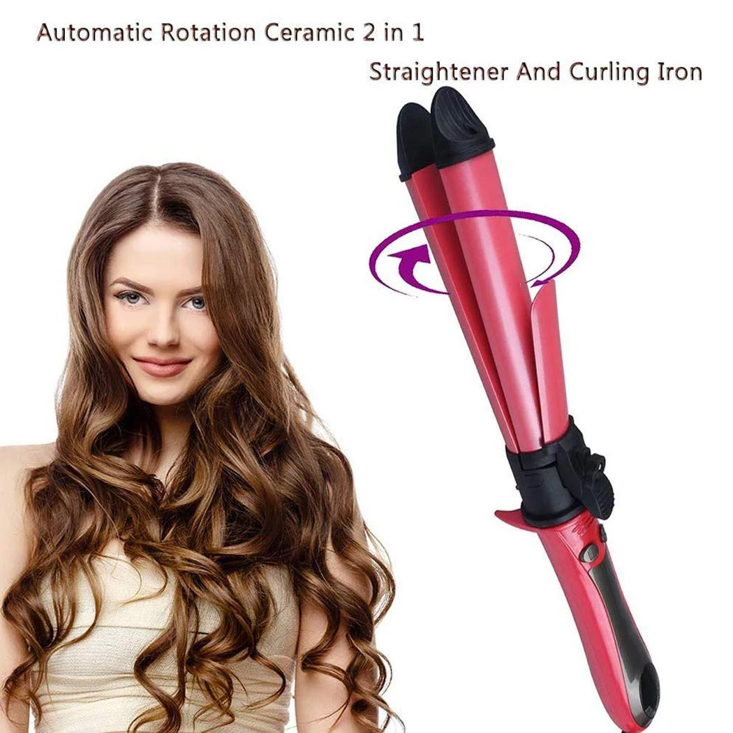 

Electric Straightener Curler 2 In 1 Hair Styler Roller & Straightening Iron Professional Wand Curly Machine Ceramic Styling Tool