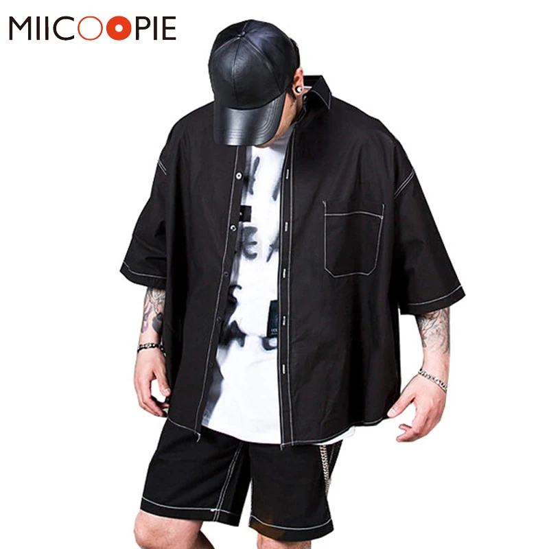 Летняя мужская рубашка в японском стиле хип хоп скейтборд короткий рукав мужские