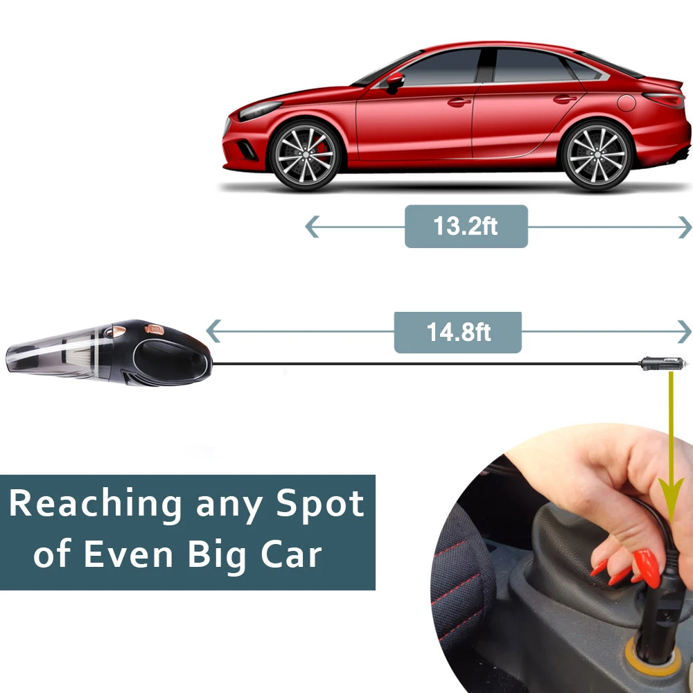 

GRIKEY 4800Pa Small Car Vacuum Cleaner 120W Portable Vacuum Cleaner Auto Large Capacity Washing Vacuum Cleaner Car