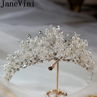 janevini boho pearls bride headpieces crystal bridal tiaras white silver wedding hairbands women beauty pageant hair accessories