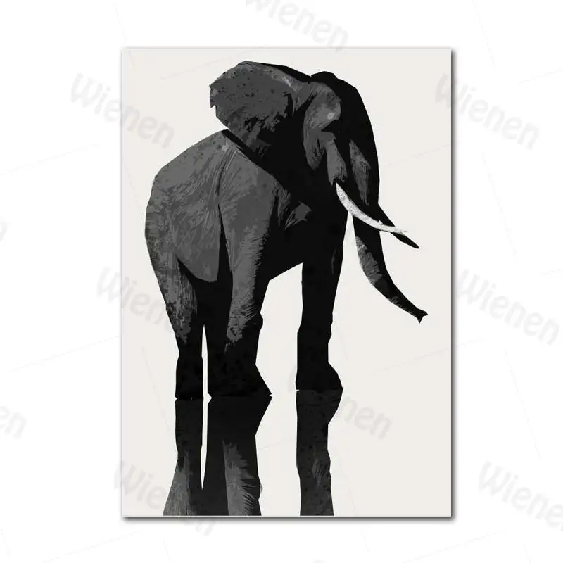 

Nordic Black Animal Art Decor Painting Crane Elk Bear Tiger Elephant Rhino Picture Canvas Painting Poster Home Decor Living Room