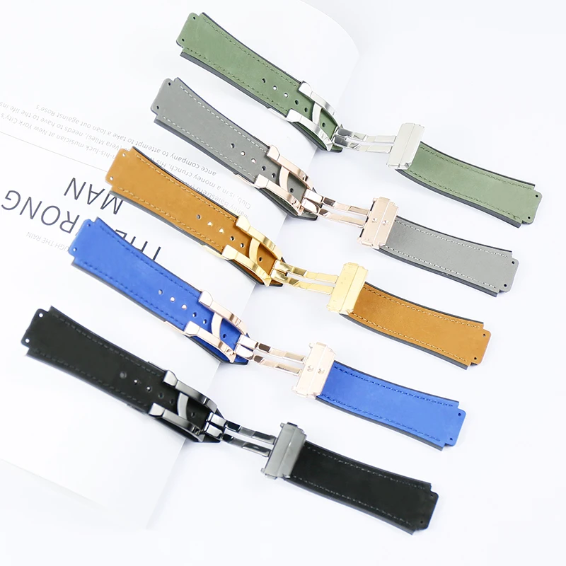 Watch Accessories Leather Strap Comfortable Scrub Leather For Hublot Watch  Rubber Strap Big Bang Series 25*19 Men's  Strap
