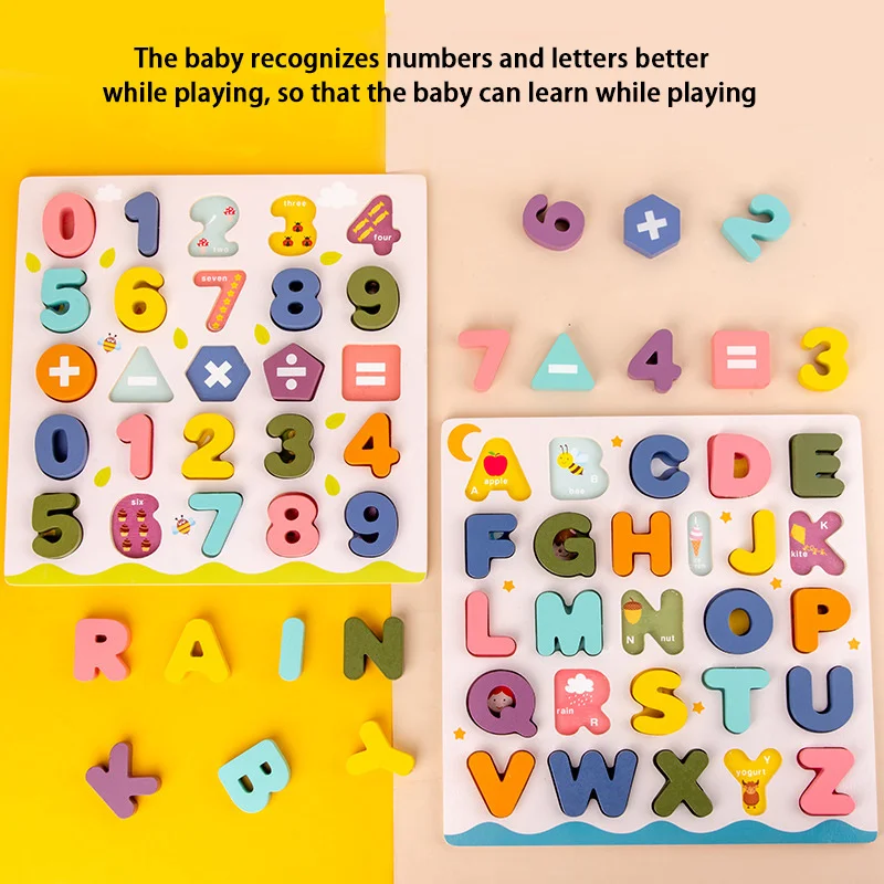 Качественный 3d Деревянный пазл цифры буквы распознавание искусственная