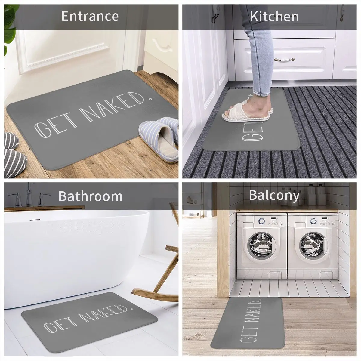 

Bath Mat Get Naked Door Mat Rug Carpet Pad Non-slip Washable Entrance Living Room Home Bathroom Hallway Balcony