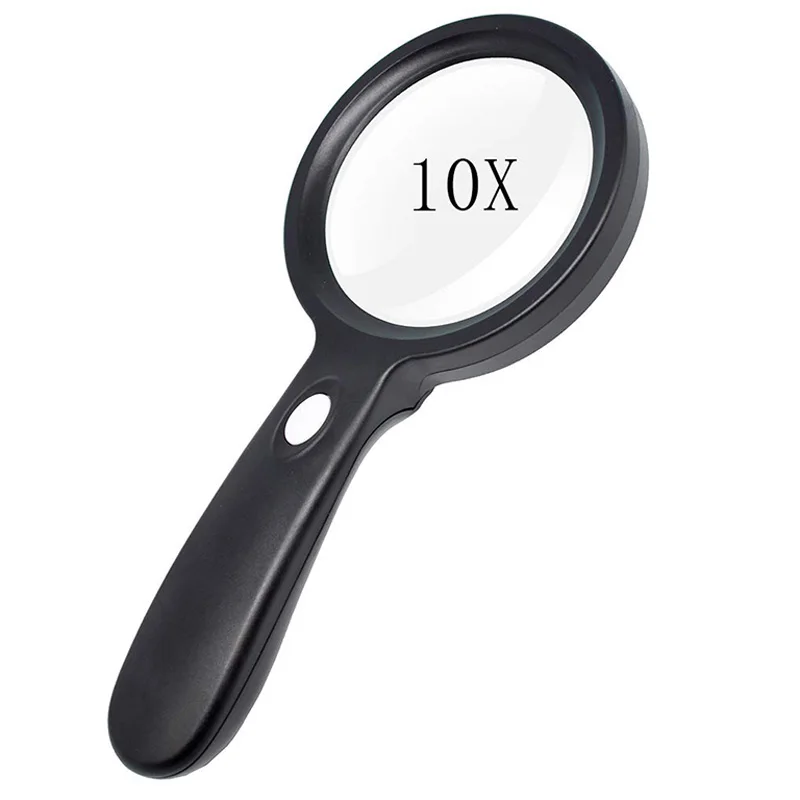 Увеличительное стекло с подсветкой 10X ручное увеличительное для чтения 12