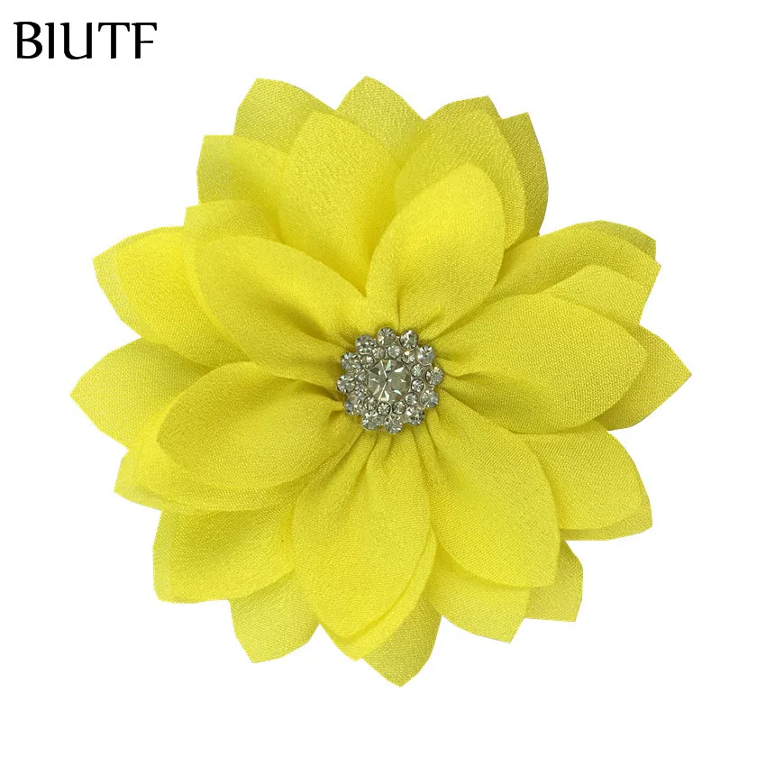 500 шт./лот оптовая продажа 9 см многослойный тканевый цветок со стразами высокие