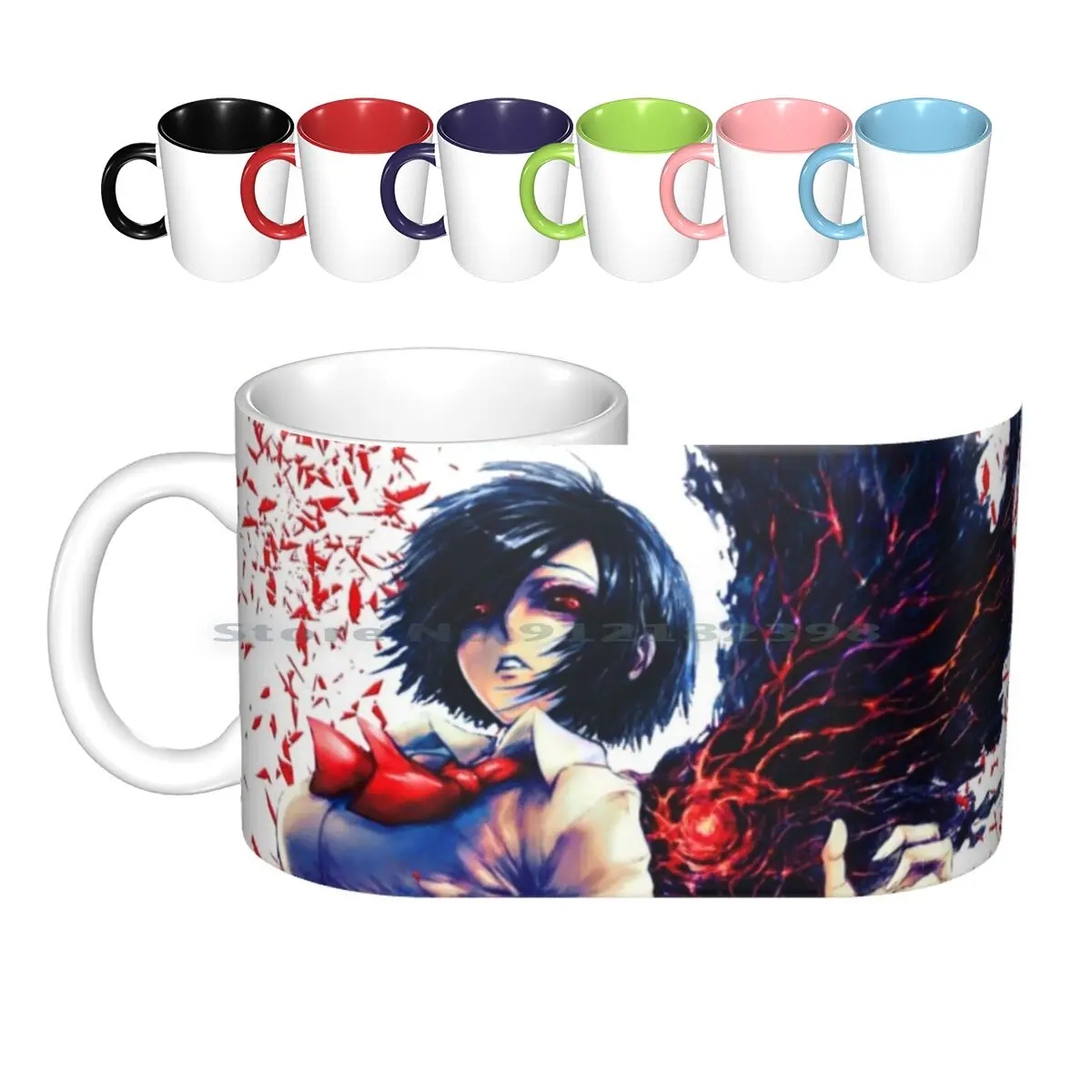 

Touka Is Surrounded By Blood Petals Ceramic Mugs Coffee Cups Milk Tea Mug Tokyo Ghoul Tg Touka Touka Kirishima Kirishima Touka