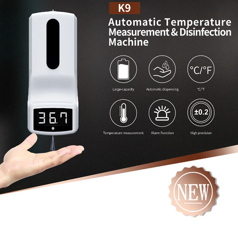 

K9PRO Automatic Liquid Soap Dispenser Smart Sensor Digital Non-Contact Infrared Thermometer Hands Washing Free Sanitizer Machine