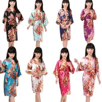 flower kimono kids silk satin robes girls bathrobe kids sleepwear bath robes for girls child clothes children gown l97