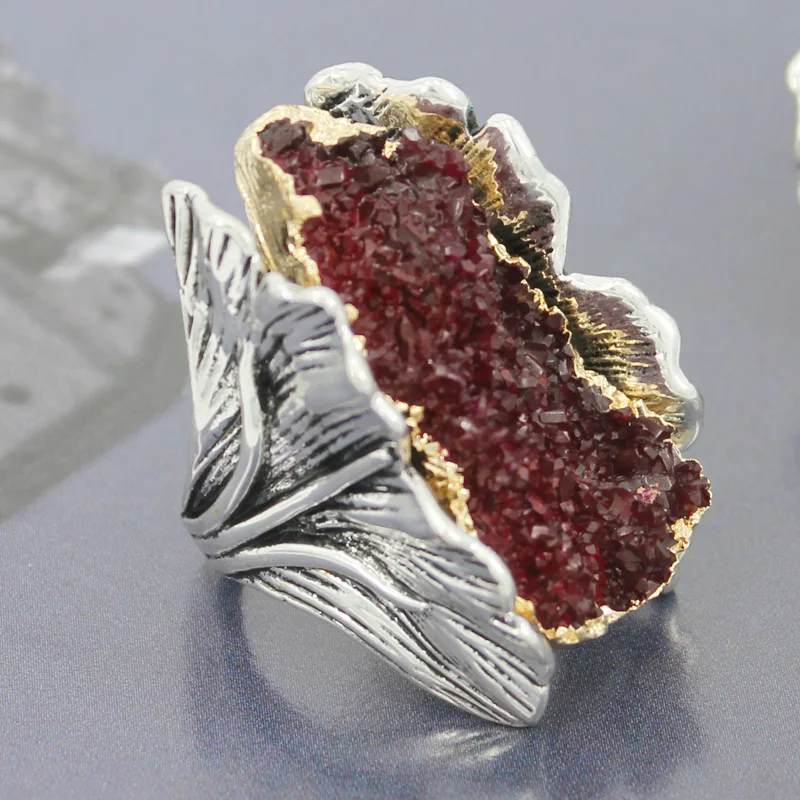 Женское Винтажное кольцо с кристаллом из натурального камня вечерние ювелирные