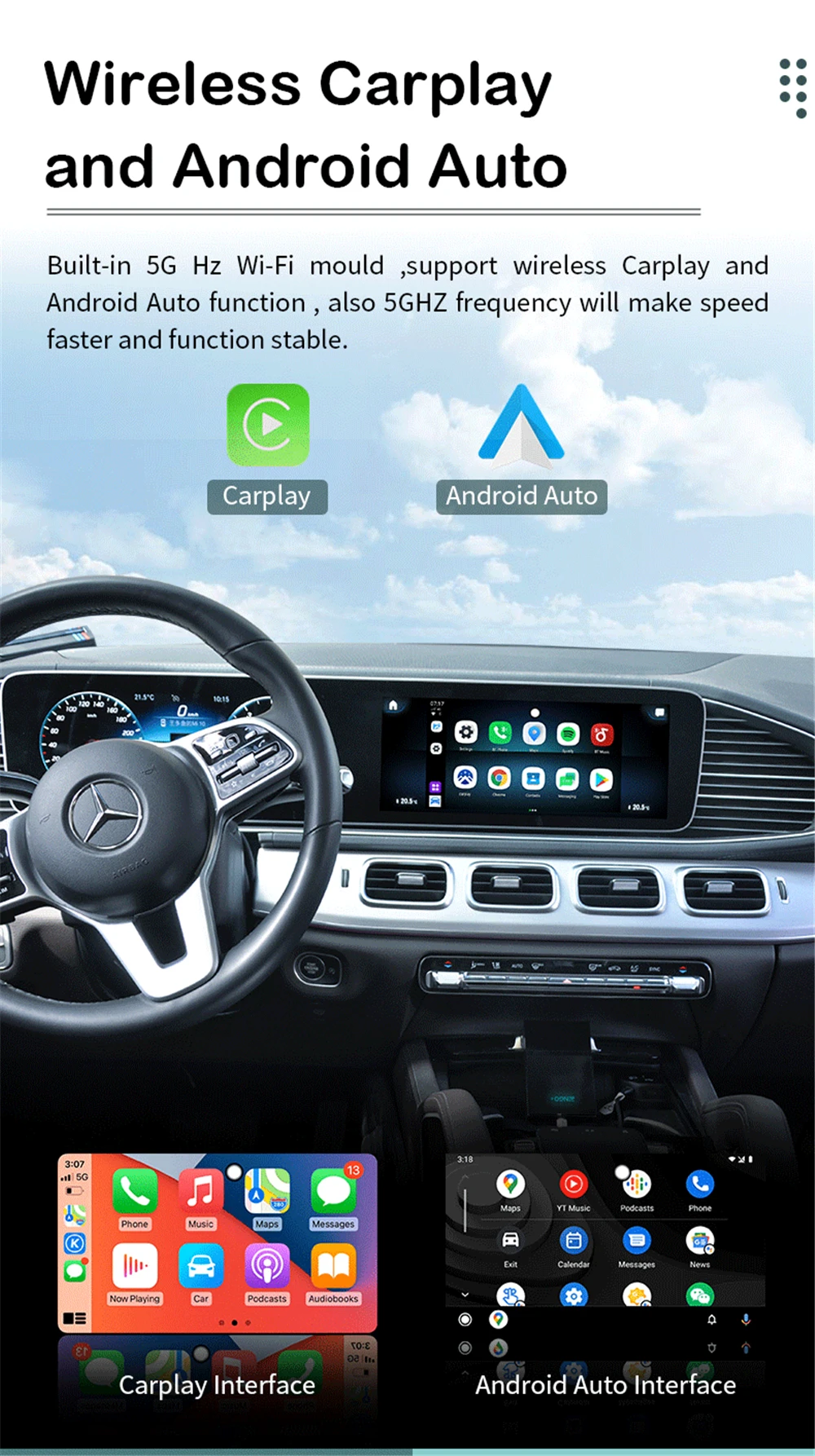 Автомобильный мультимедийный плеер CarPlay на Android 10 с поддержкой 4 Гб ОЗУ 64 ПЗУ 4G Lte