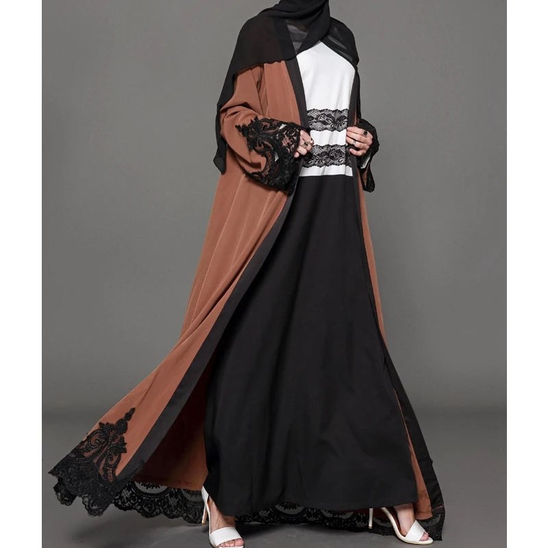 Модное кимоно Wepbel, абайя, темно-коричневое платье, Арабская и Исламская одежда, мусульманский кардиган, турецкий кафтан, свободное кимоно, в...
