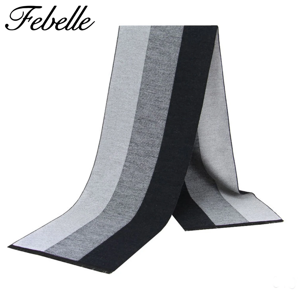 Кашемировый зимний мужской шарф Febelle роскошные брендовые осенние клетчатые