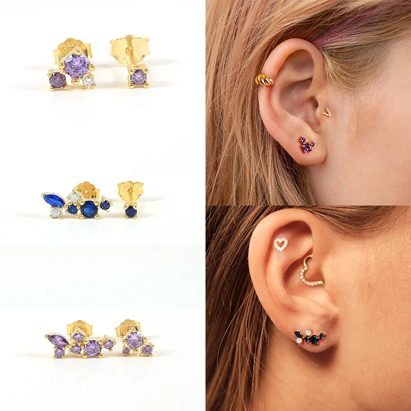 

BOAKO Ins Asymmetry 925 Sterling Silver Earrings For Women Stud Earrings Ear Piercing Pendientes Mom Gift 2021 Trend Vintage