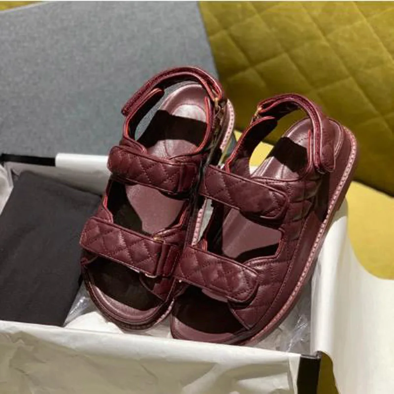 

2021 New Model Fashion Real Leather Women Sandals Top Quality Beach Women's Velcro Sandals Designer Drand Summer Women Sandals