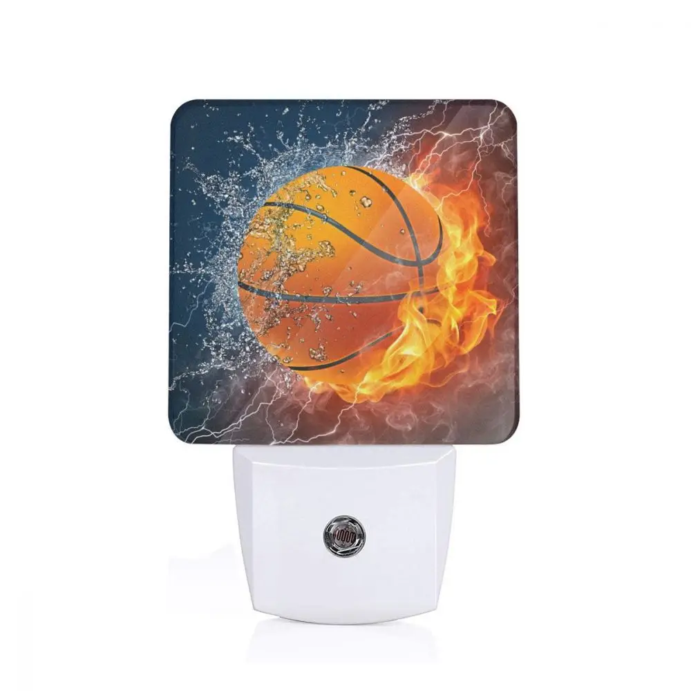 

Fire Basketball Led Night Light with Auto Dusk to Dawn Sensor Bedroom Kids Room Kitchen Stairway Adjustable Brightness