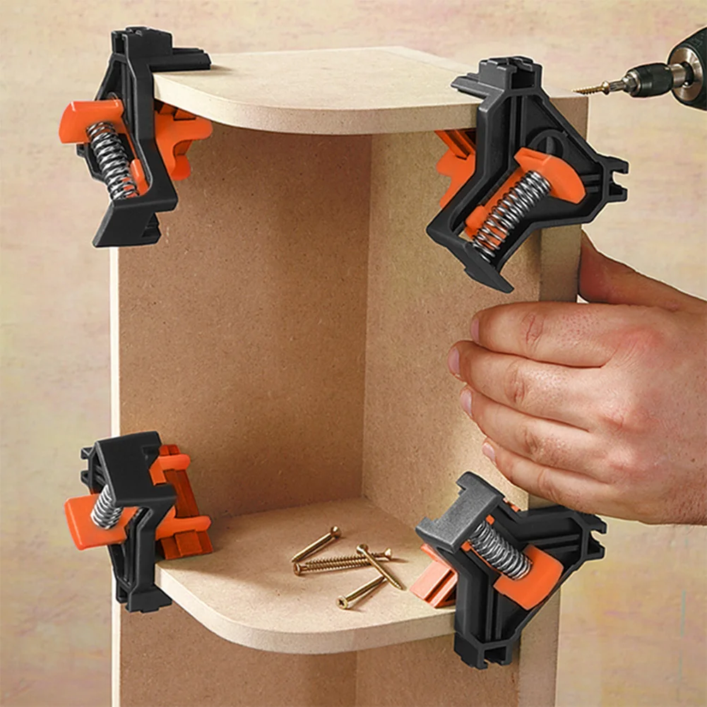 

4pcs Woodworking Hand Tool Right Angle Clamp Fixing Clips 90 Degree Picture Frame Corner Reinforcement Furniture Repaire Photo